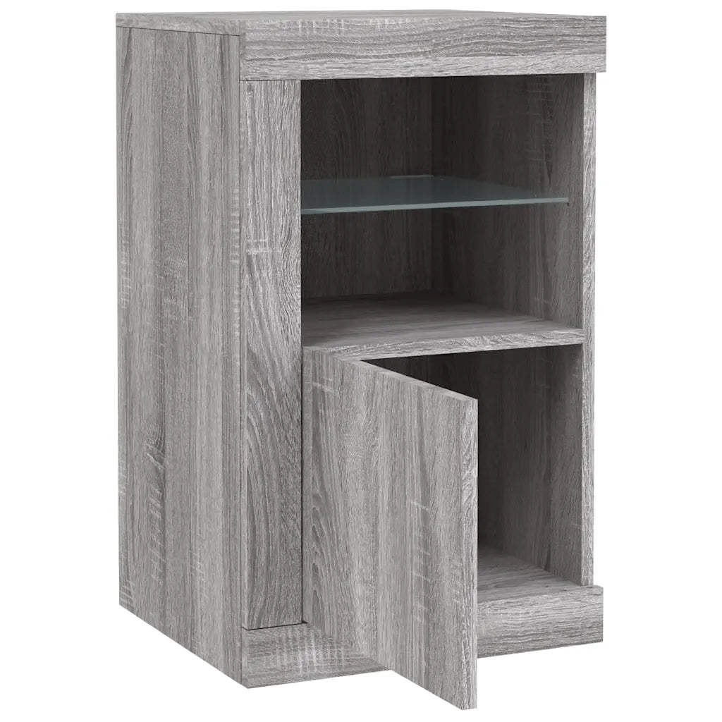 Mobiletto laterale moderno con illuminazione a LED pratico contenitore 41 x 37 x 67 cm legno composito Sonoma grigio 02_0049372