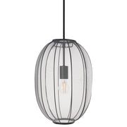 Lampada a sospensione con paralume in nylon nero Design moderno Luce per il soggiorno