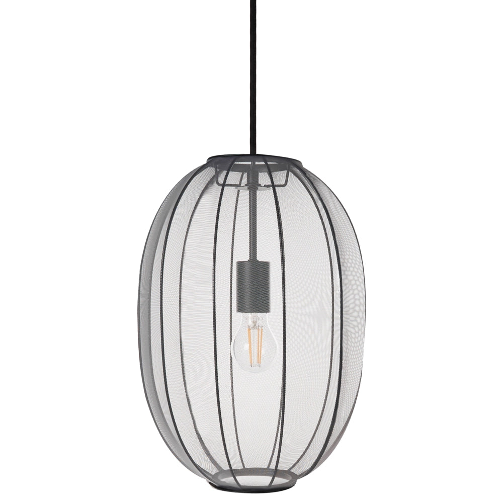 Lampada a sospensione con paralume in nylon nero Design moderno Luce per il soggiorno