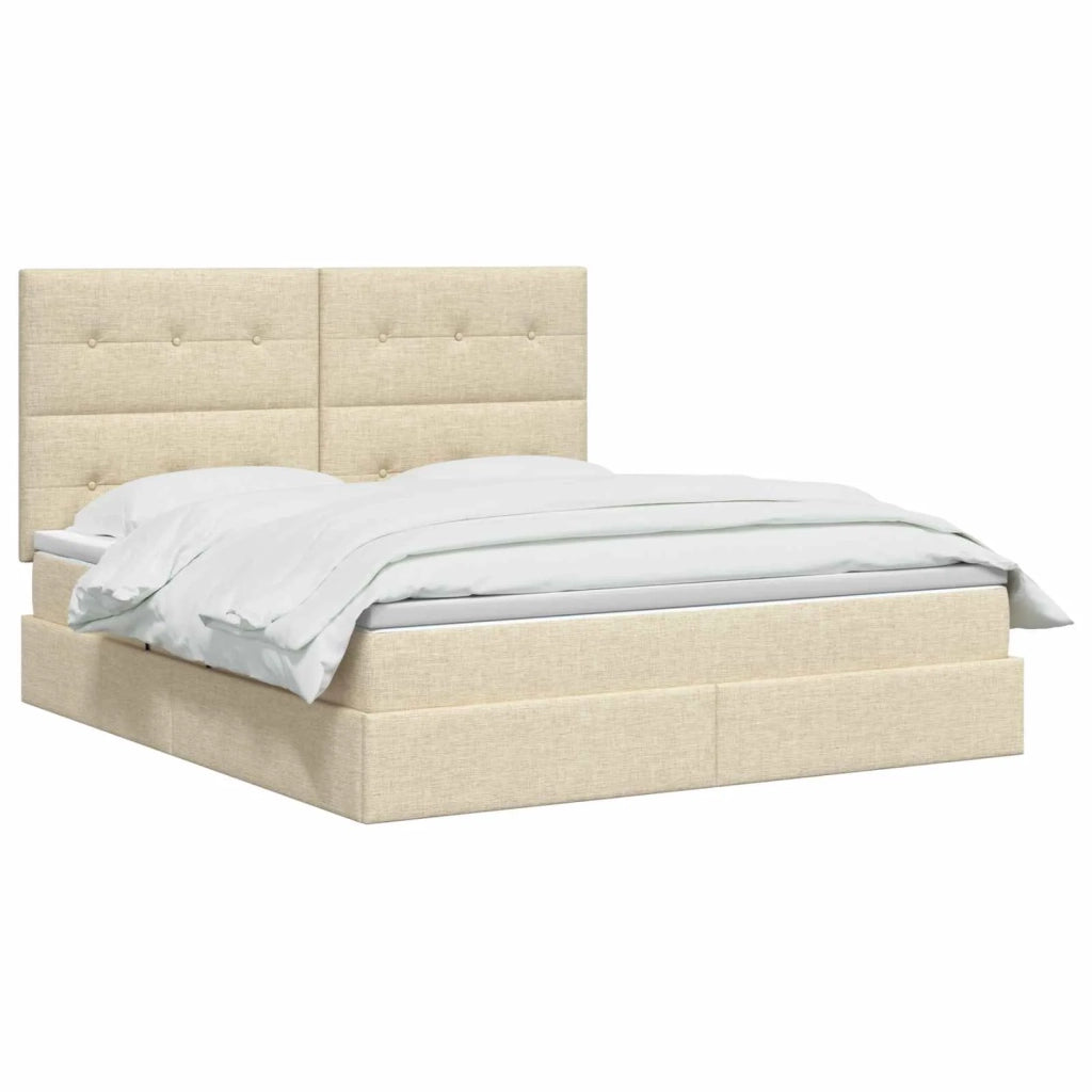 Letto con contenitore e materasso Crema 160 x 200 cm Tessuto 3459517