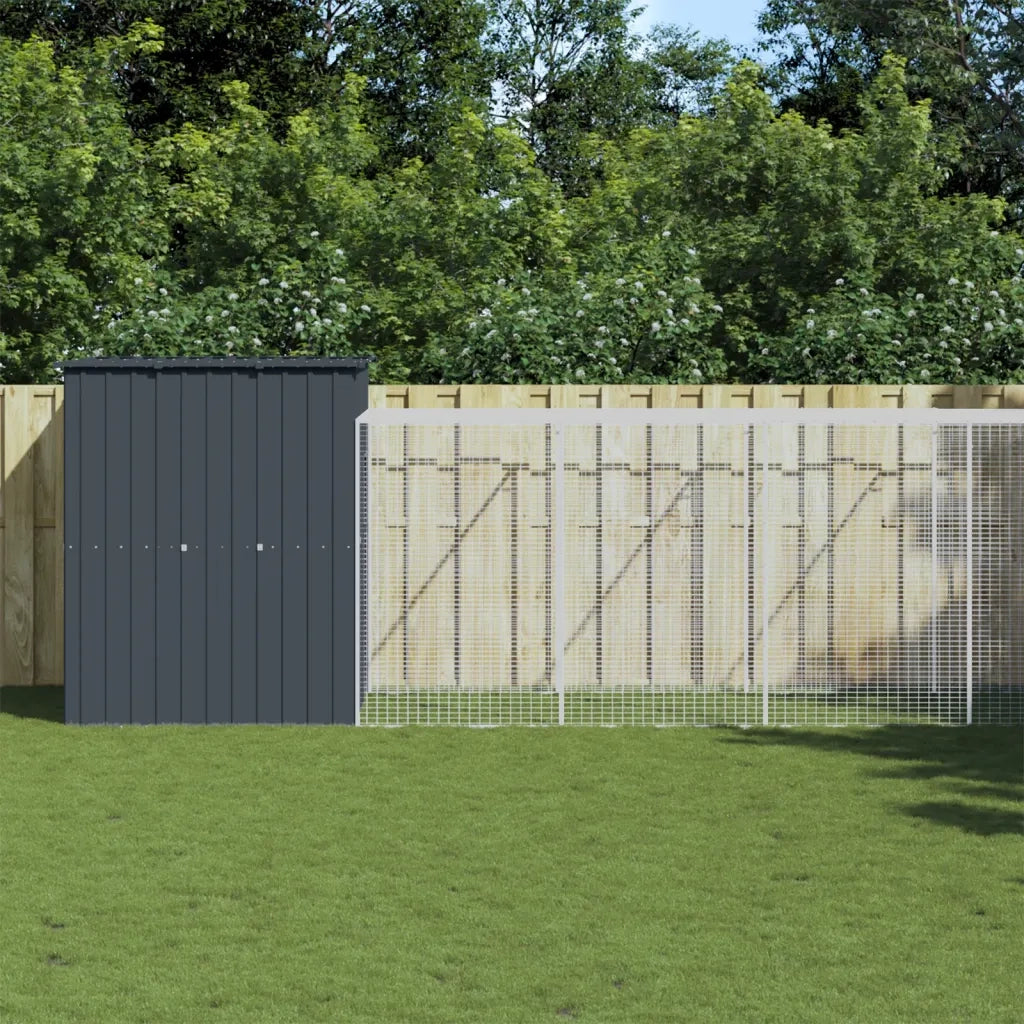 Pollaio con Area Corsa Antracite 165x1271x181cm Acciaio Zincatocod mxl 93932