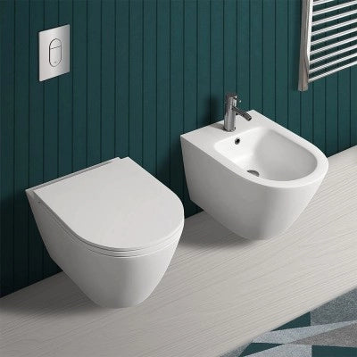 Copriwater slim serie Feeling soft-close in bianco matt con sgancio rapido