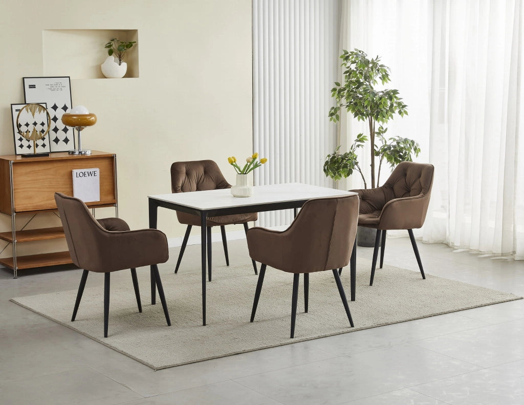 Sedia VALORA LUKK - Elegante velluto marrone per soggiorno, cucina, sala da pranzo