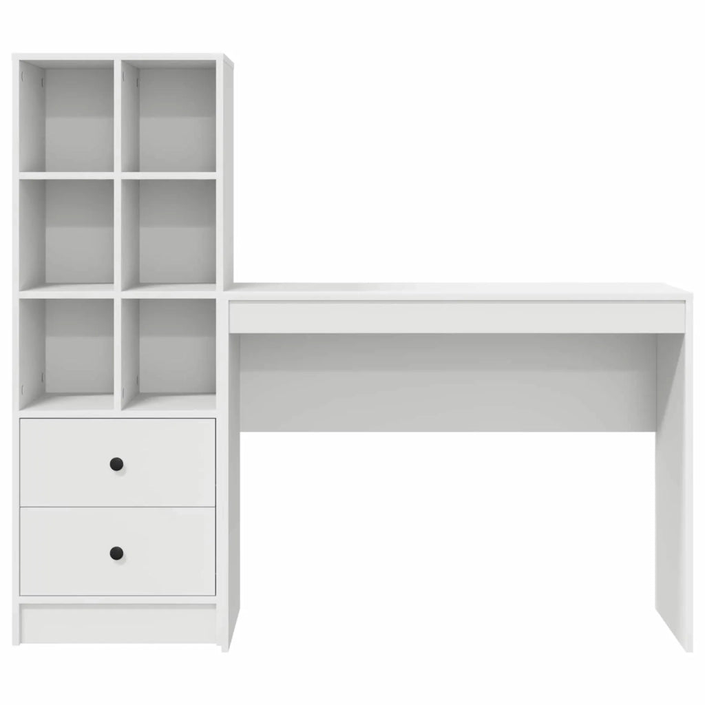 Scrivania con cassetto con lo scaffale 2 pcs Bianco 3337329