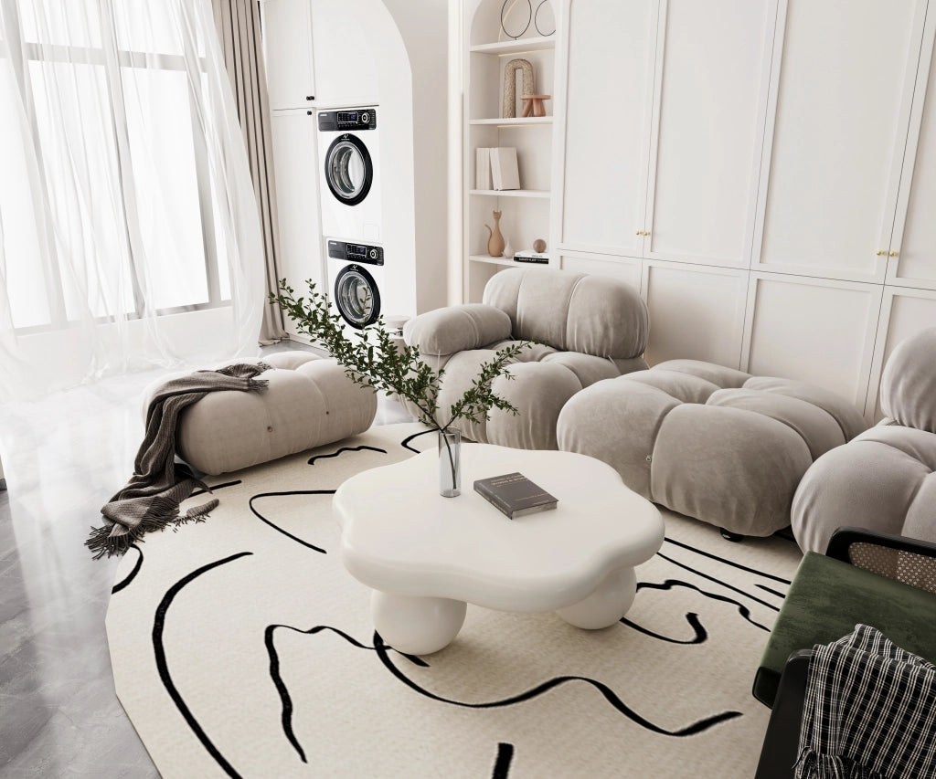 TAVOLINO DA CAFFÈ A FORMA DI NUVOLA Ø80 CM MDF CREAM WHITE