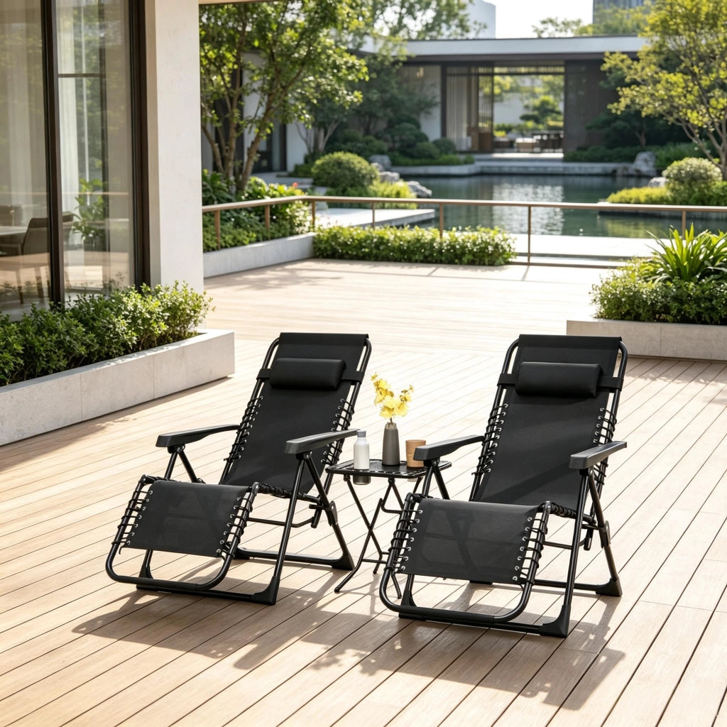 SDRAIO PIEGHEVOLE Set da 2 pezzi con tavolino 47x47x54 cm Nero