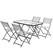 Set Giardino Tavolo e Sedie 5 Pezzi ¨C Zephmum ¨C Grigio, Pieghevole, Texteline