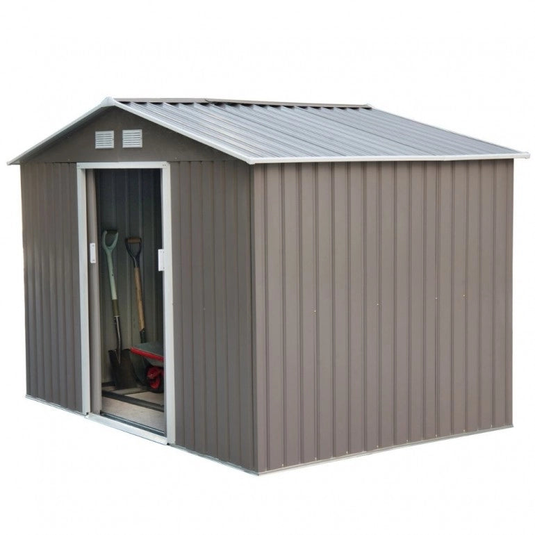 Casetta da Giardino in Metallo Ezooza 277 x 195 x 192 cm in Acciaio Verniciato di colore Grigio Chiaro