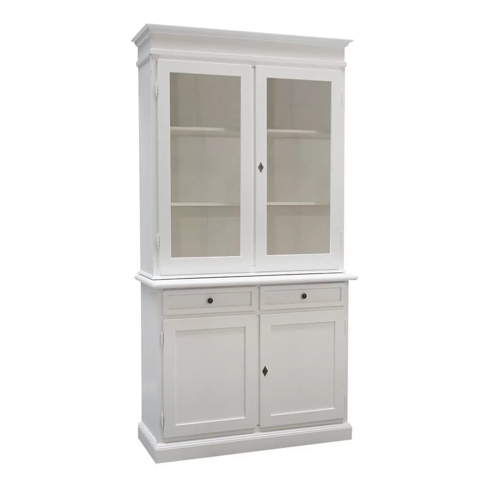 Cristalliera 2 porte arte povera legno shabby bianco 105x42x205 (1383) - Mobili 2G