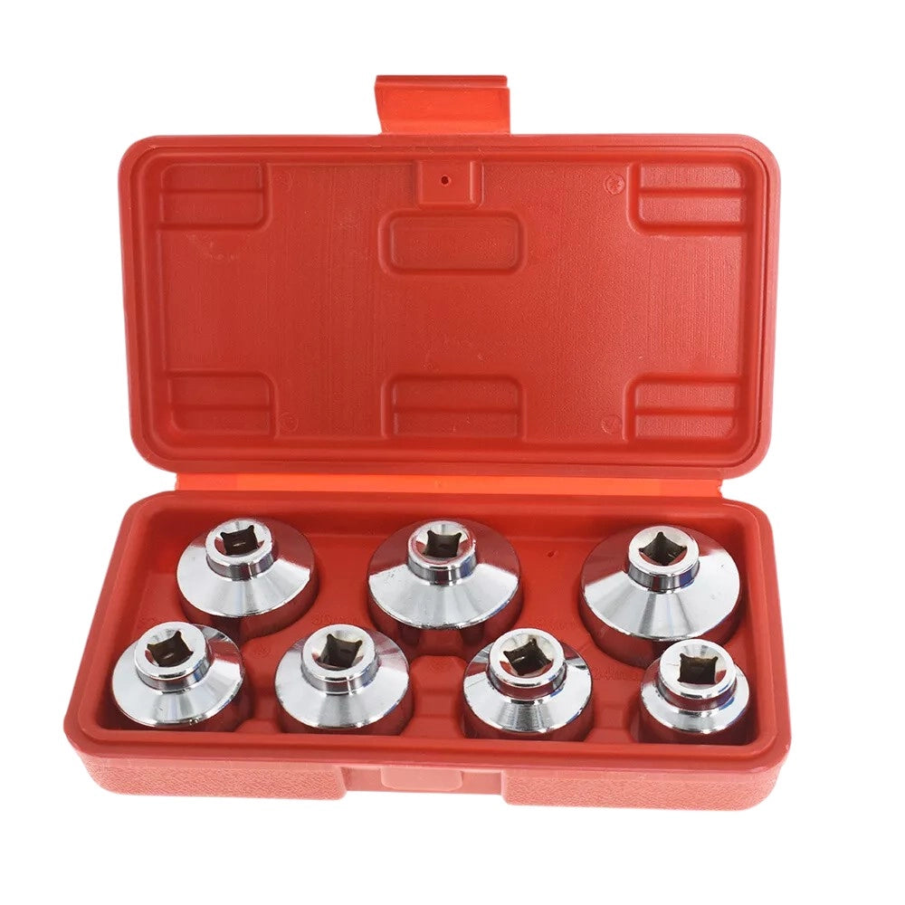 Set Kit di Chiavi a tazza per Filtro Olio 7 Pz Per Chiave a Cricchetto 24-38mm