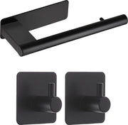 Sostegno per carta igienica, senza foratura, con 2 pezzi di grappoli adesivi, acciaio inox 304, sostegno carta igienica, nero opaco, per bagno e cucina, toilette