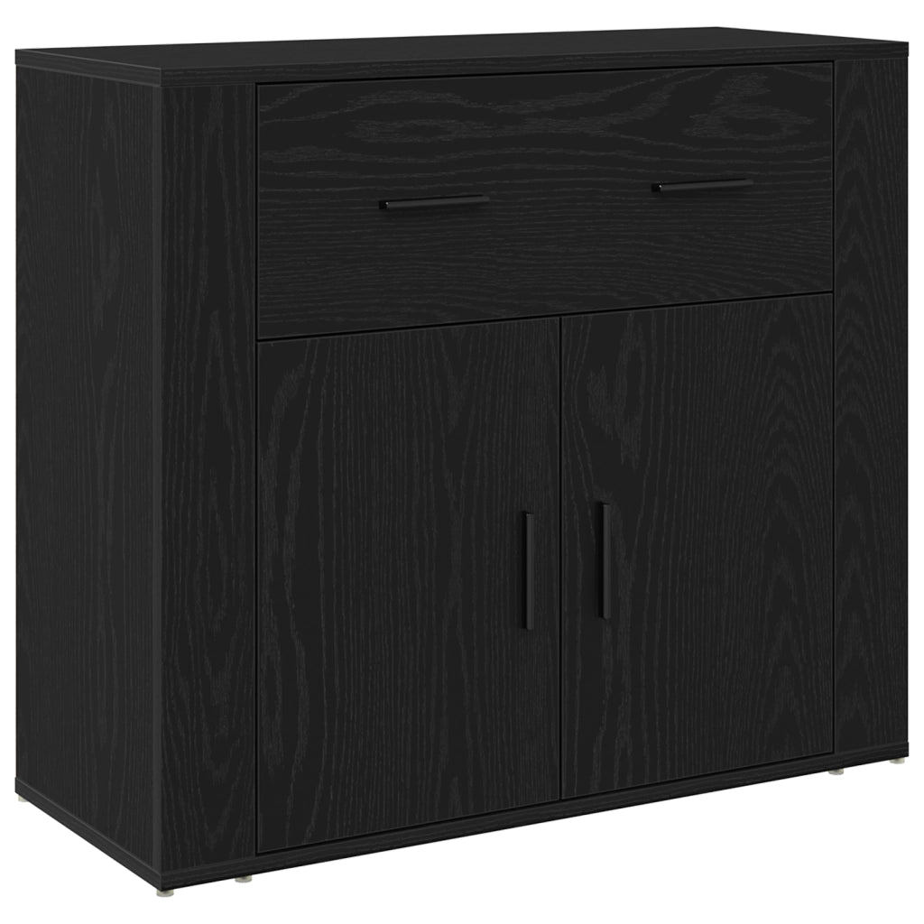 Sideboards 3 pz Rovere Nero Legno Ingegnerizzato