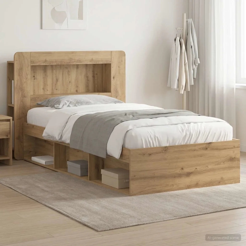 Telaio del letto con storage Rovere Artigianale 75 x 190 cm