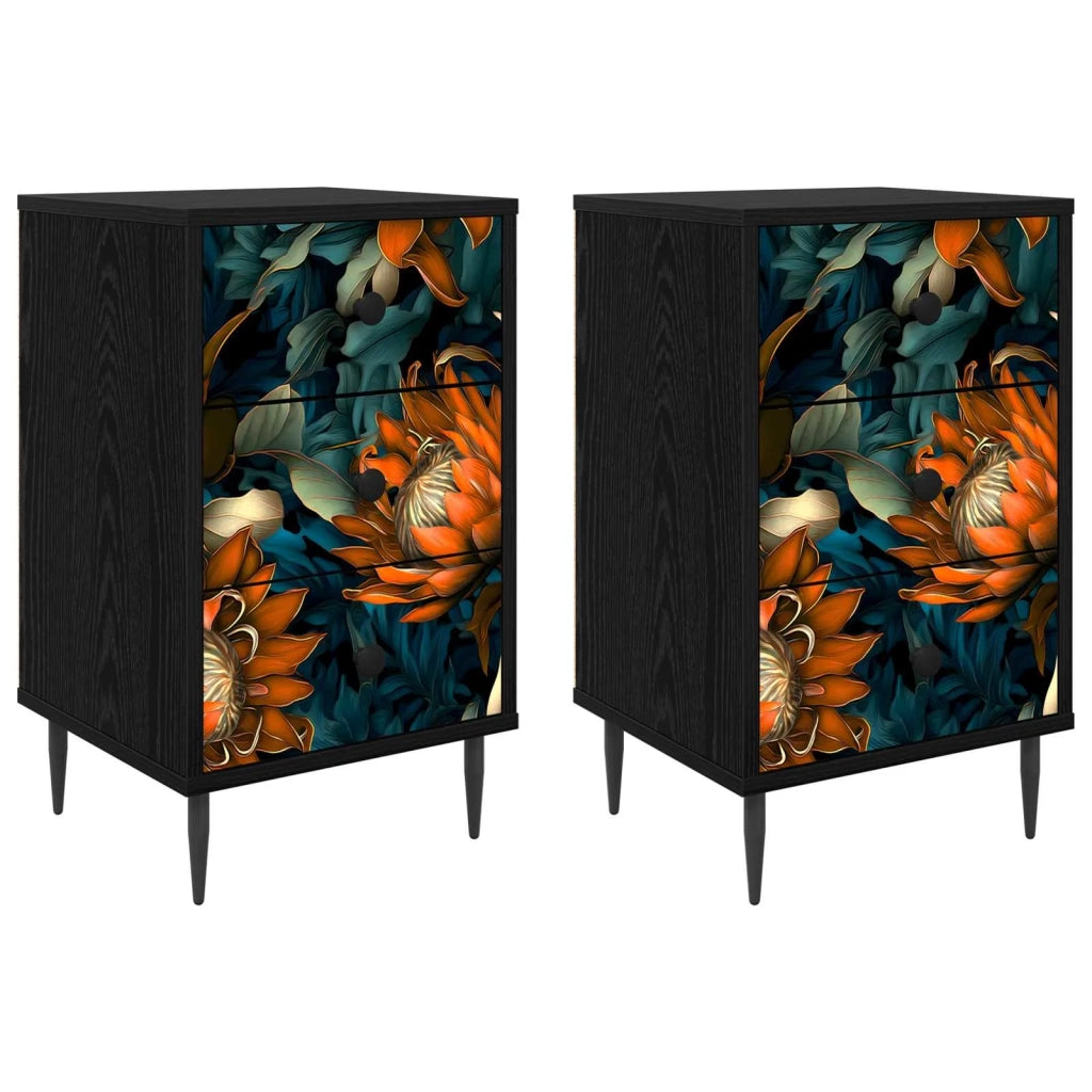 Armadio da Notte LOCHEM 2 pz Rovere Nero 36 x 33 x 61 cm 8007312