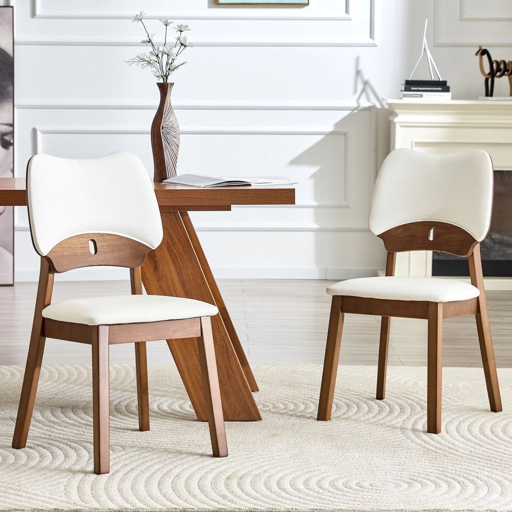 Set di 2 sedie da pranzo moderne con schienale a farfalla e seduta imbottita in legno