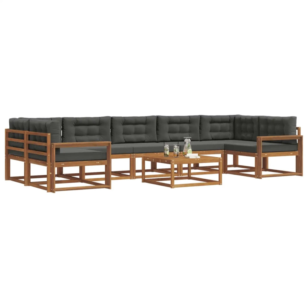 Set di divani da esterno con cuscino 8 pcs Naturale e Antracite 3367340
