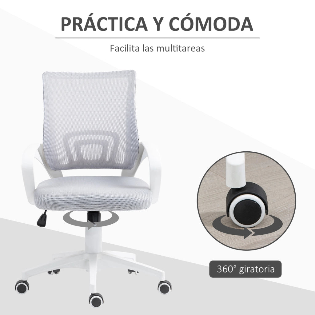 Sedia da ufficio girevole con rete ¨C zephmum ¨C grigio, altezza regolabile