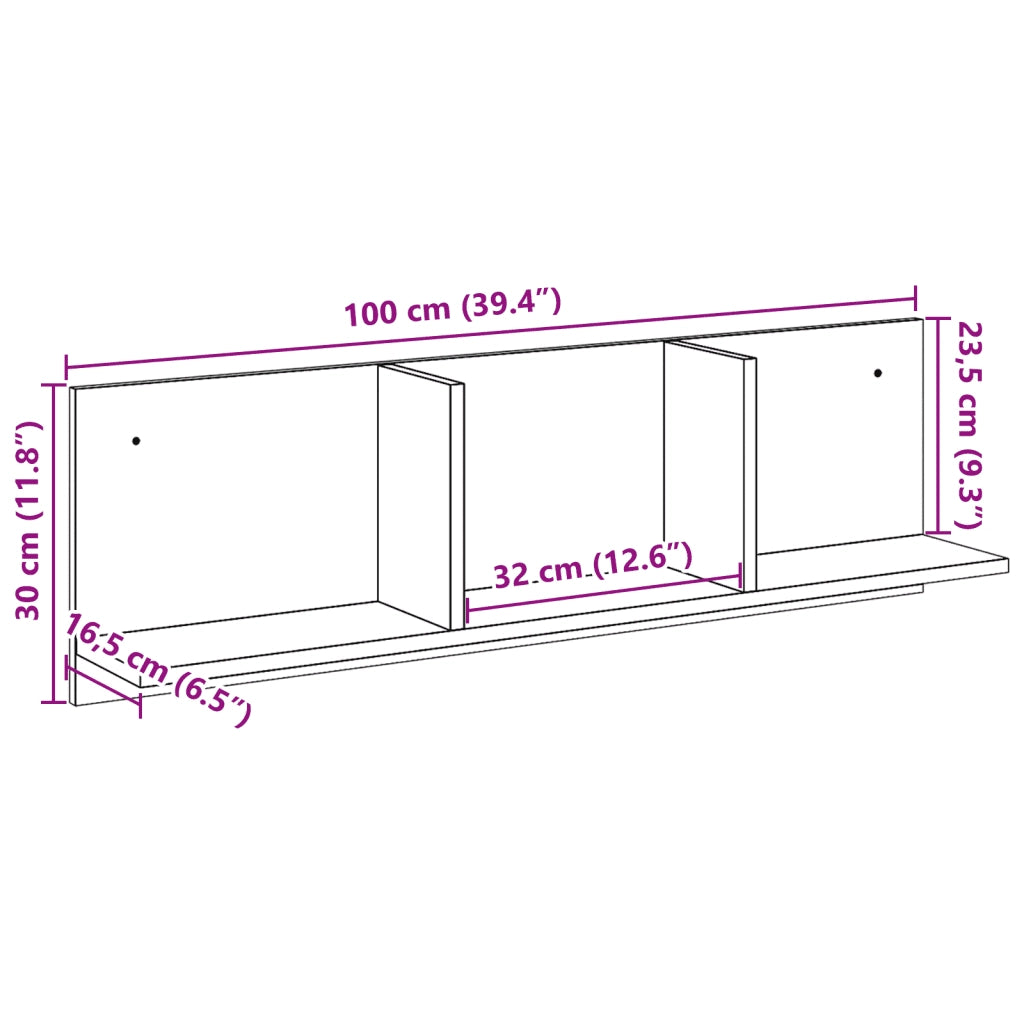 Mobile a Parete 100x16,5x30 cm Rovere Fumo in Truciolato