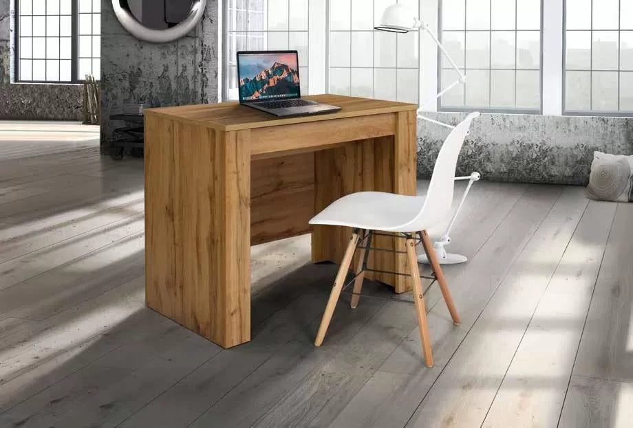 Consolle-tavolo in rovere nodato nobilitato con 4 allunghe da 45 cm misura l.90 p.50 h.75