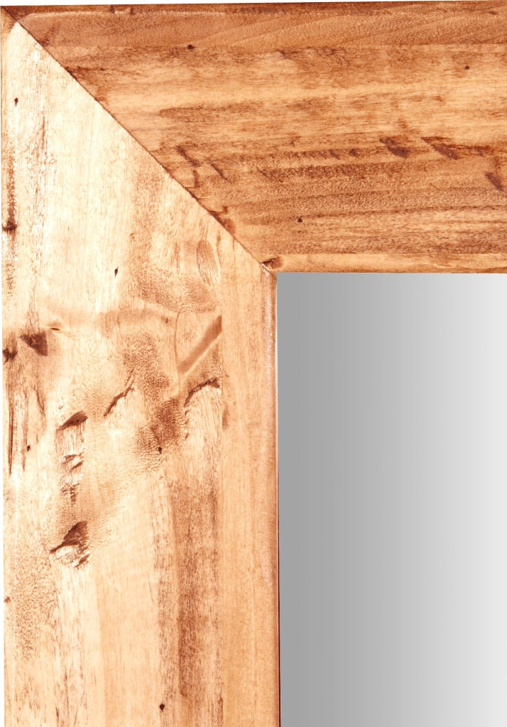 Biscottini Specchiera rettangolare a muro in legno massello di tiglio finitura naturale L50xPR3xH70 cm Made in Italy