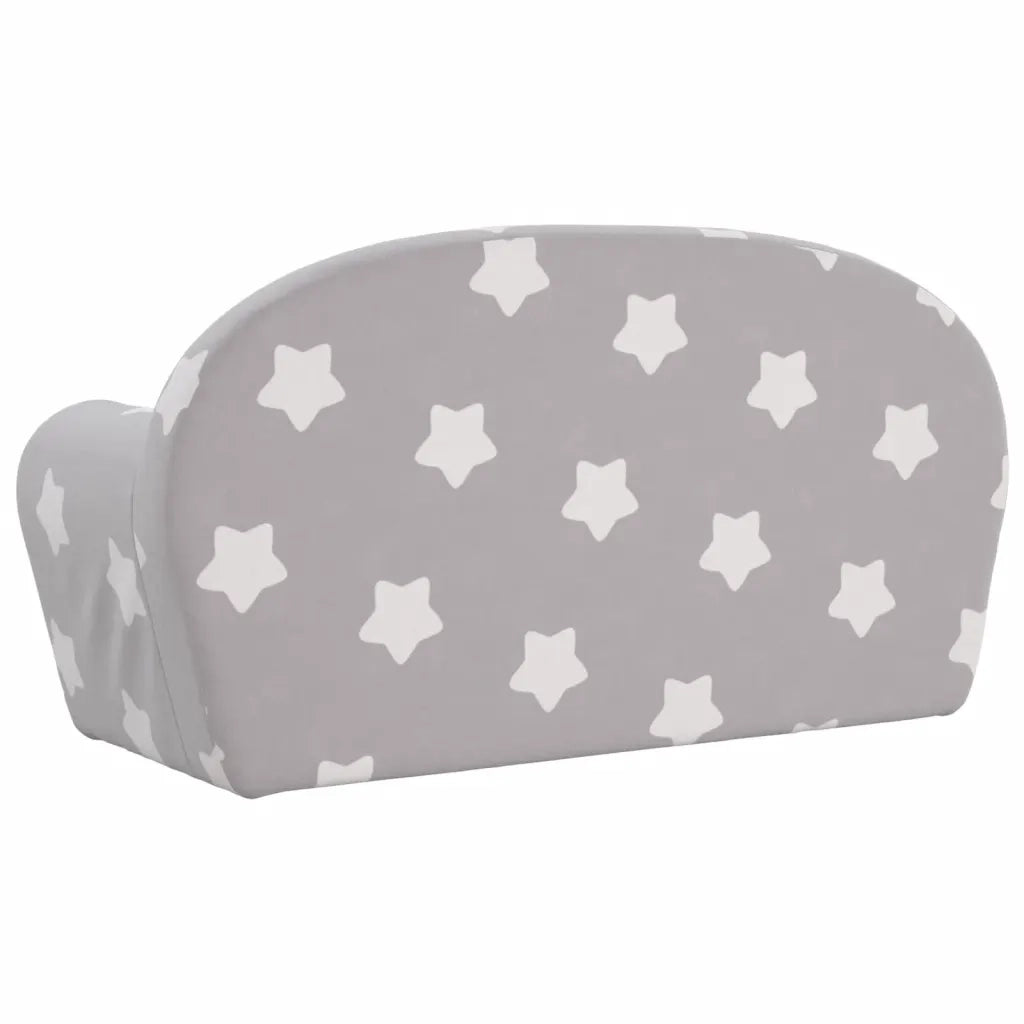 Divano Bambini 2 Posti-Sofa 2 Posti-Divanetto Grigio Chiaro con Stelle Morbido Peluche 617458