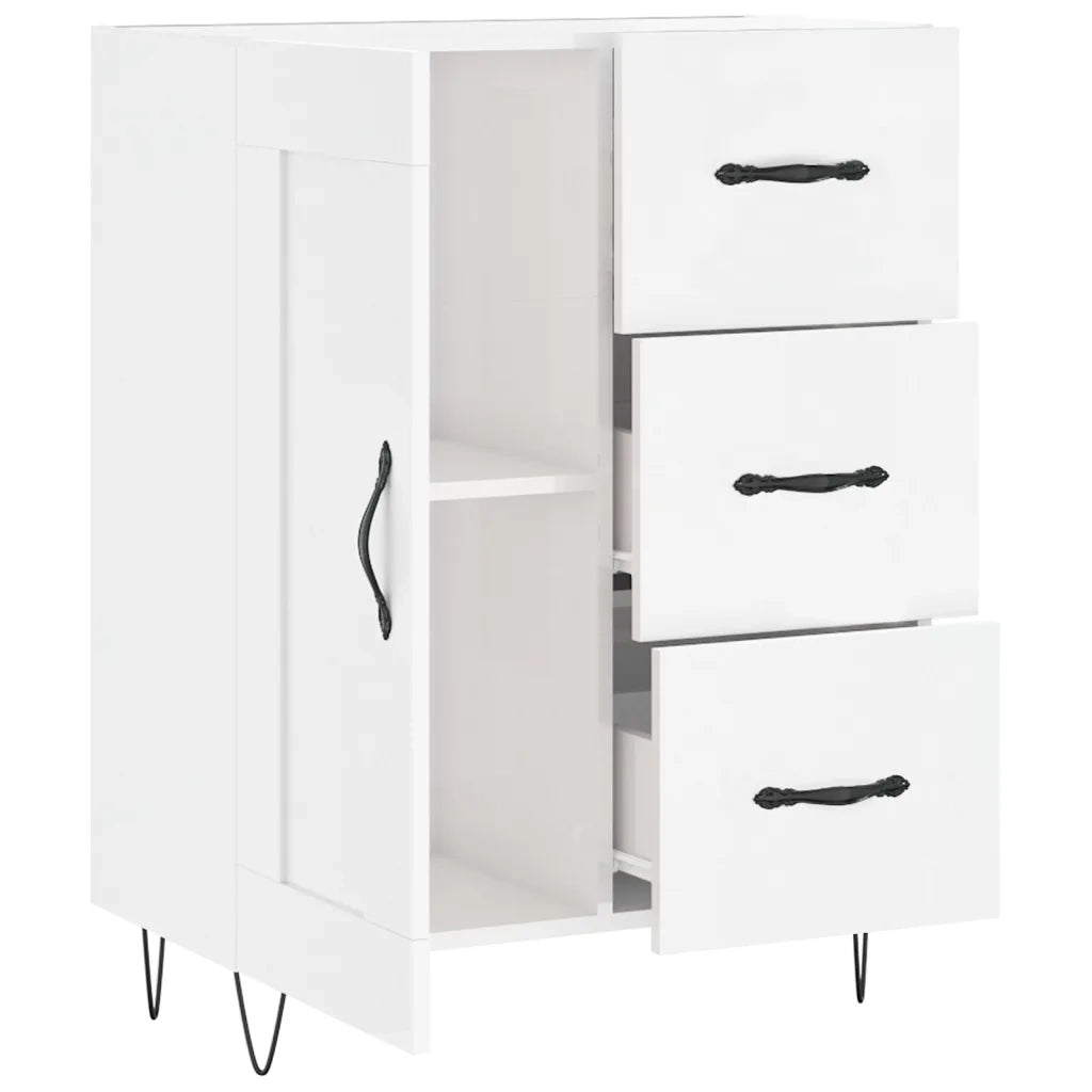 Credenza-Buffet-Armadio da cucina 69,5x34x90 cm in Legno Multistrato Bianco Lucido 318050