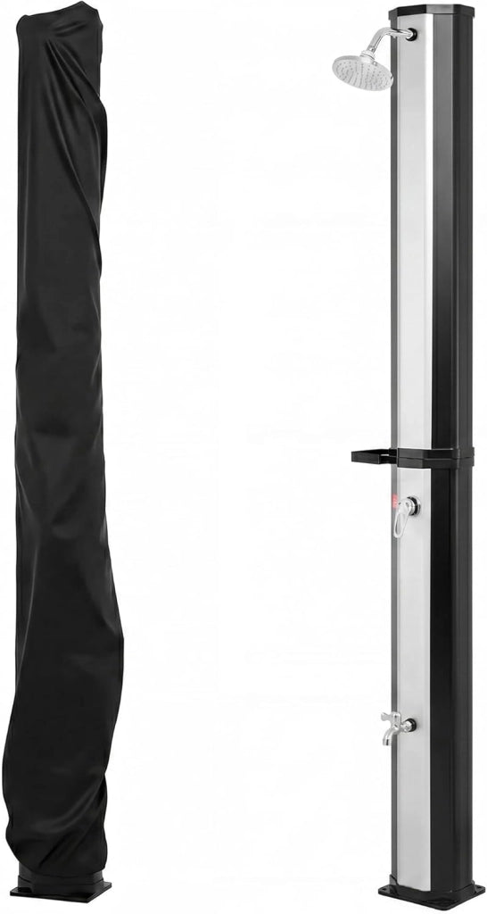 SOARS Doccia Solare da Giardino 60 L, 277 cm Doccia da Esterno con Copertura Protettiva, Soffione 360° e Rubinetto per Piedi, Max. 60 °C, per Piscina e Spiaggia