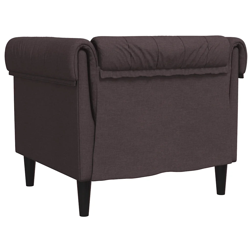 Divano Sedia-Poltrona Chesterfield Marrone Scuro in Tessuto