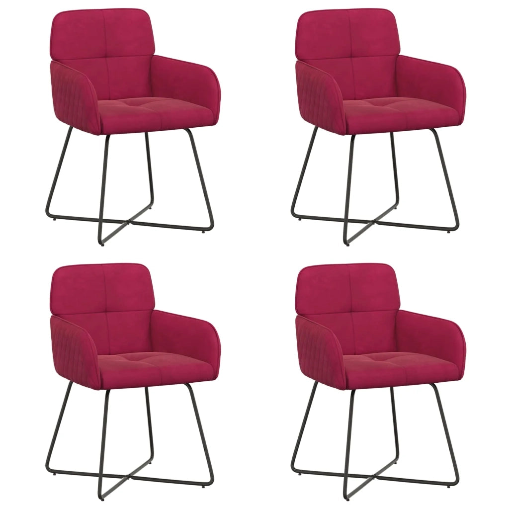 Sedie da pranzo 4 pz Velluto Rosso Vino 59 x 56,5 x 86 cm 3428213