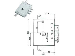 SERRATURA TRIPL. APPLIC. SCROCCO CIL. EU. BLINDATE GARDESA 898571GRLD  mm.89 SX (898571GRLD  SX)    MOTTURA
