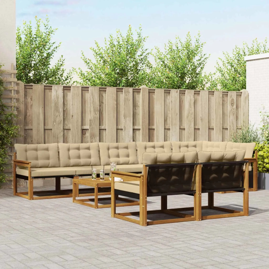 Set di divani da esterno con cuscino 9 pcs Naturale e Beige
