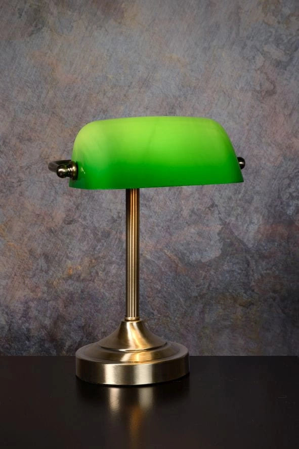 Lampada da scrivania Lucide Banker ottone/verde E14 40W