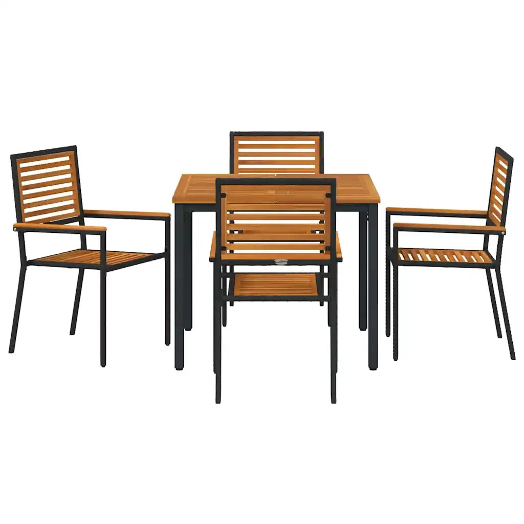 Set da Pranzo per Giardino 5 pcs Nero e Marrone polyrattan