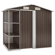 Casetta da giardino cabina ripostiglio casetta da esterno robusta casetta per attrezzi con ripiano 205 x 130 x 183 cm ferro marrone 02_0022224