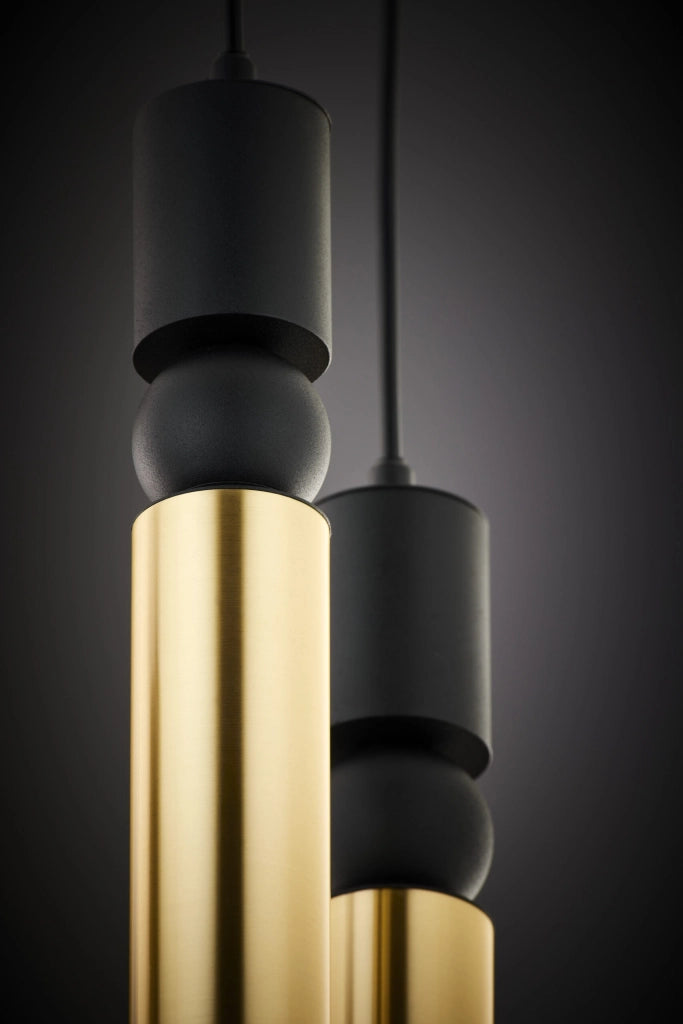Lampadario moderno tondo Ø37 nero oro 5xGU10 Alas Jupiter