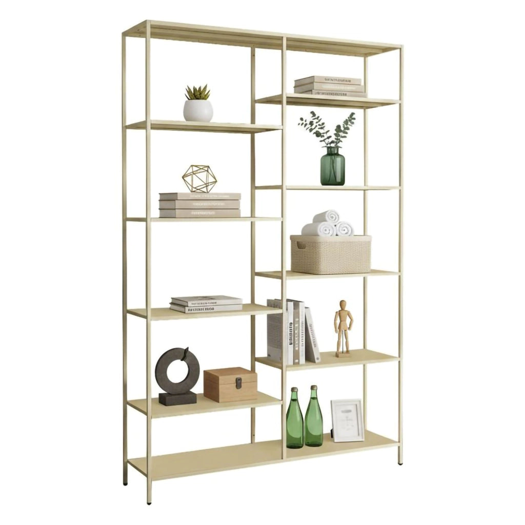 Libreria Dorgali, Scaffale da ufficio, Mobile portalibri, Biblioteca, 120x30 h188 cm, Panna