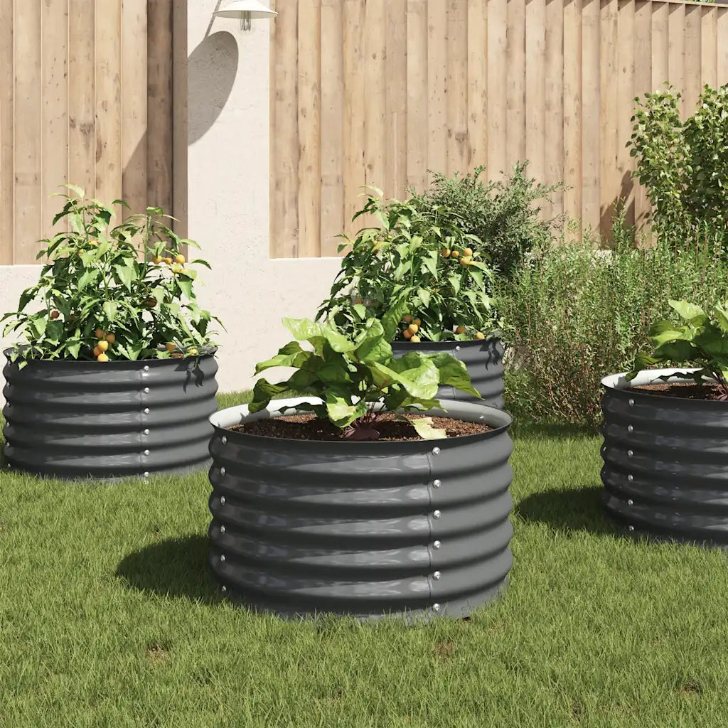 Fioriere | Cassetta per fiori | Letto Rialzato Giardino 80x80x44 cm in Acciaio Zincato Grigio