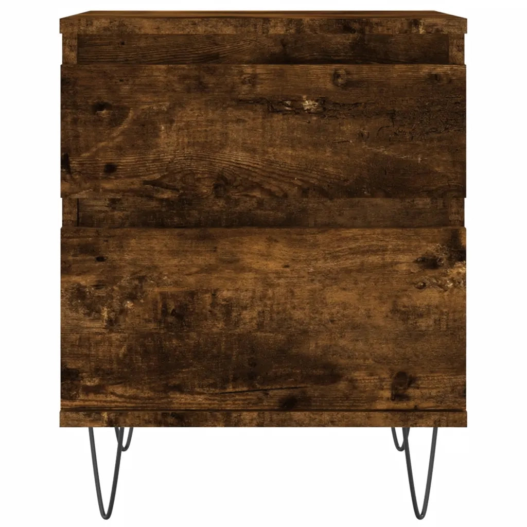 Set di 2 Comodini | Armadio da Notte | Mobiletto da notte Rovere Fumo 40x35x50 cm in Legno Multistrato