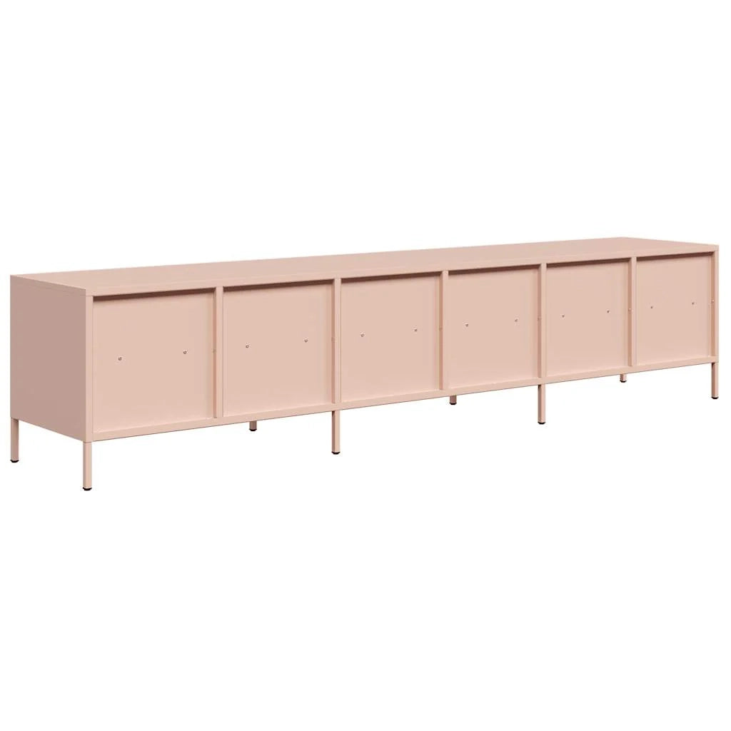 Mobile porta TV con ampio vano contenitore 202 x 39 x 43 cm design moderno e robusto in acciaio laminato a freddo rosa 02_0055633
