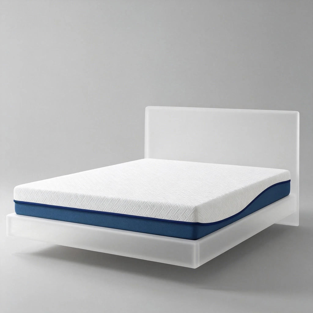 Materasso in Memory Foam al Tè Verde con Gel Rinfrescante 90x190x20 cm; Bianco e Blu