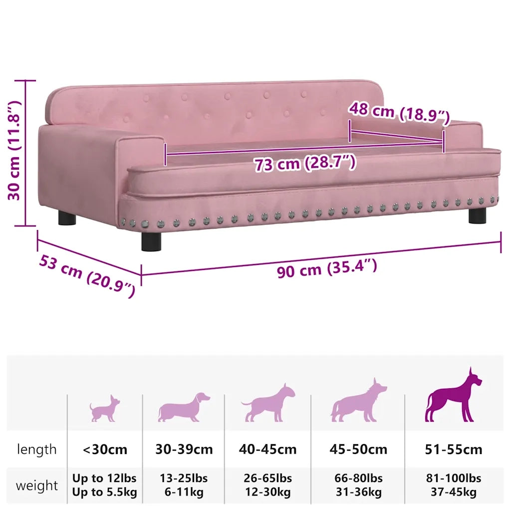 Lettino per Cani Rosa 90x53x30 cm in Velluto CFW6958602