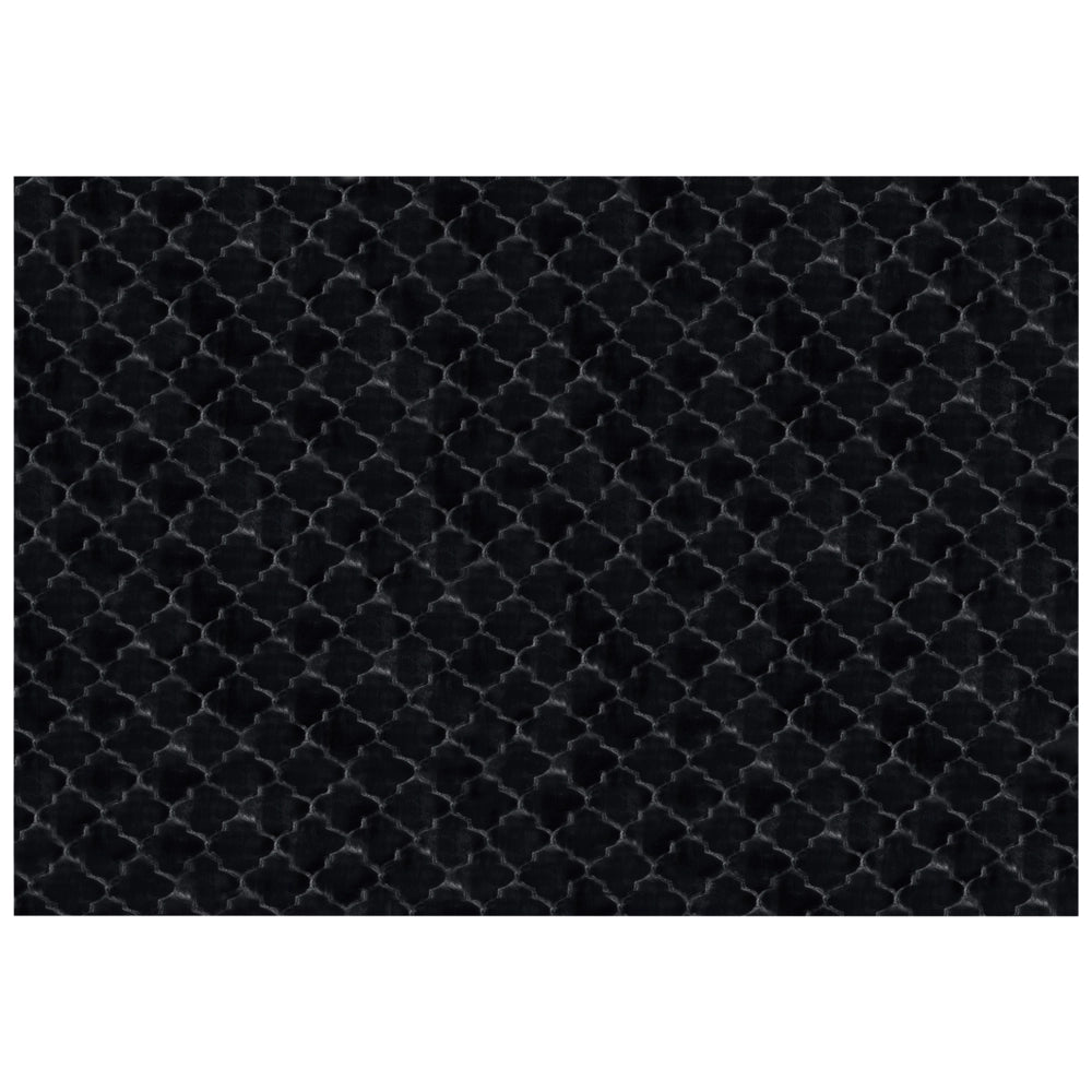 Tappeto in pelle sintetica di coniglio nera 160 x 230 cm motivo a rete soggiorno camera da letto