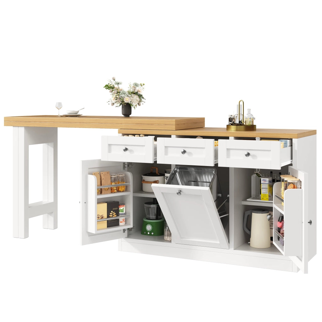Tavolo da Bar Allungabile con Cassetto e Ripiano ¨C MINIMAL ¨C Bianco, Salvaspazio