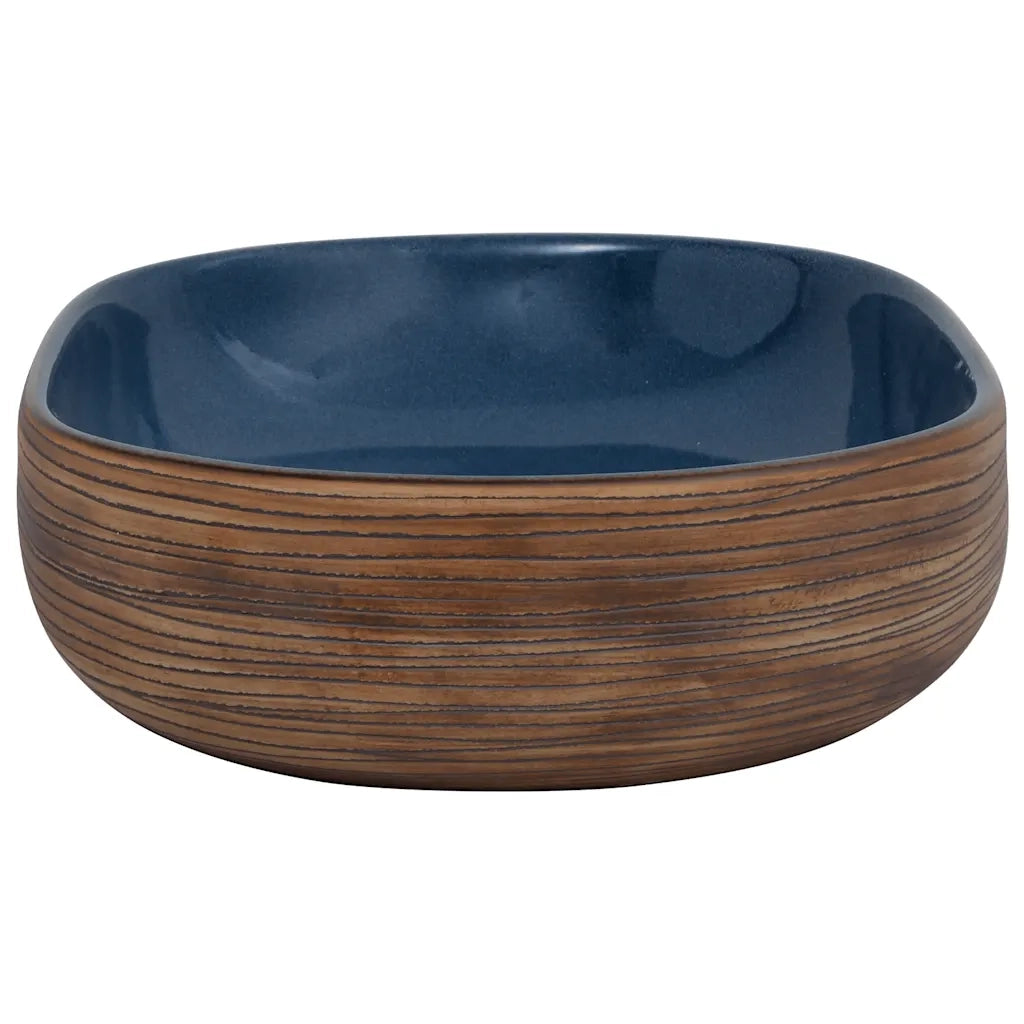 Lavabo da Appoggio Marrone e Blu Ovale 59x40x14 cm Ceramica CFW7108598