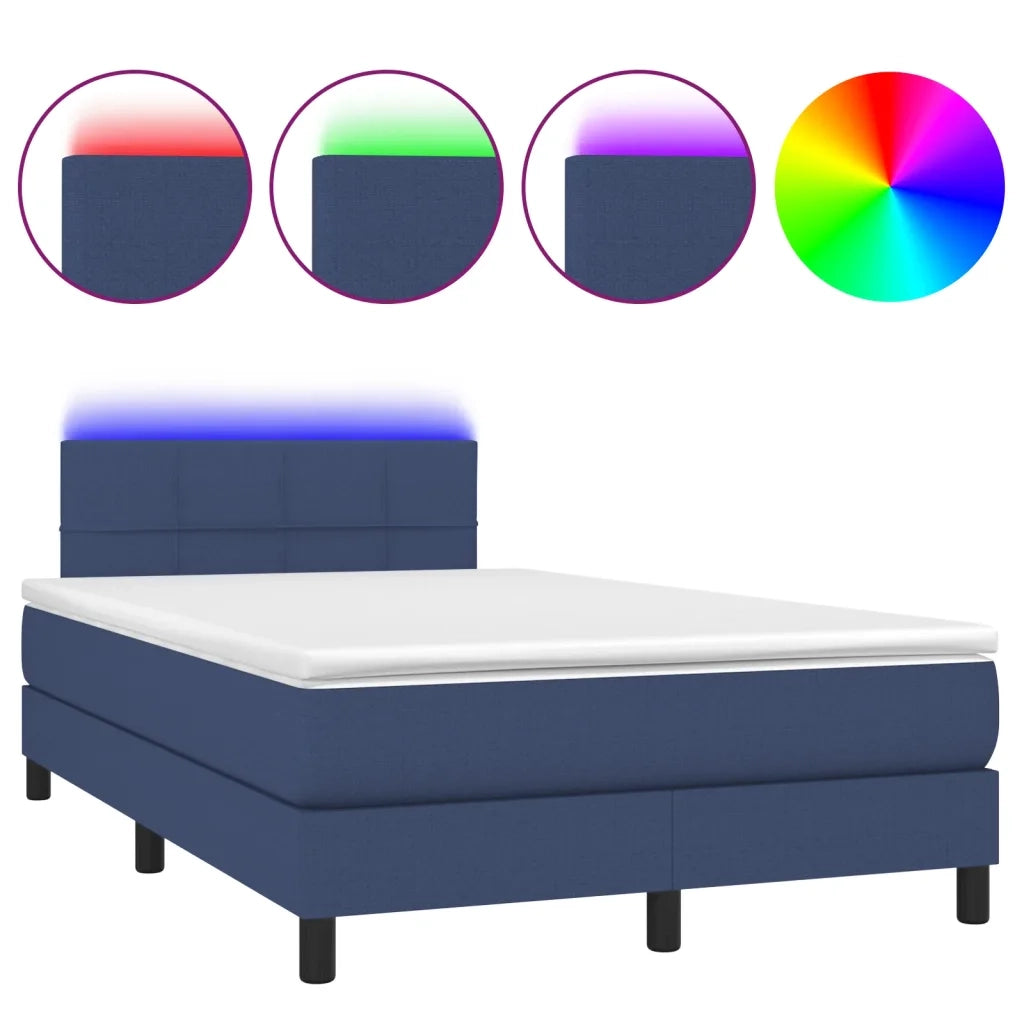 Letto a Molle con Materasso e LED Blu 120x190 cm in Tessuto 3270045