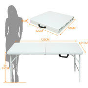 TAVOLO Pieghevole regolabile in altezza 125x61 cm Ferro e plastica Bianco