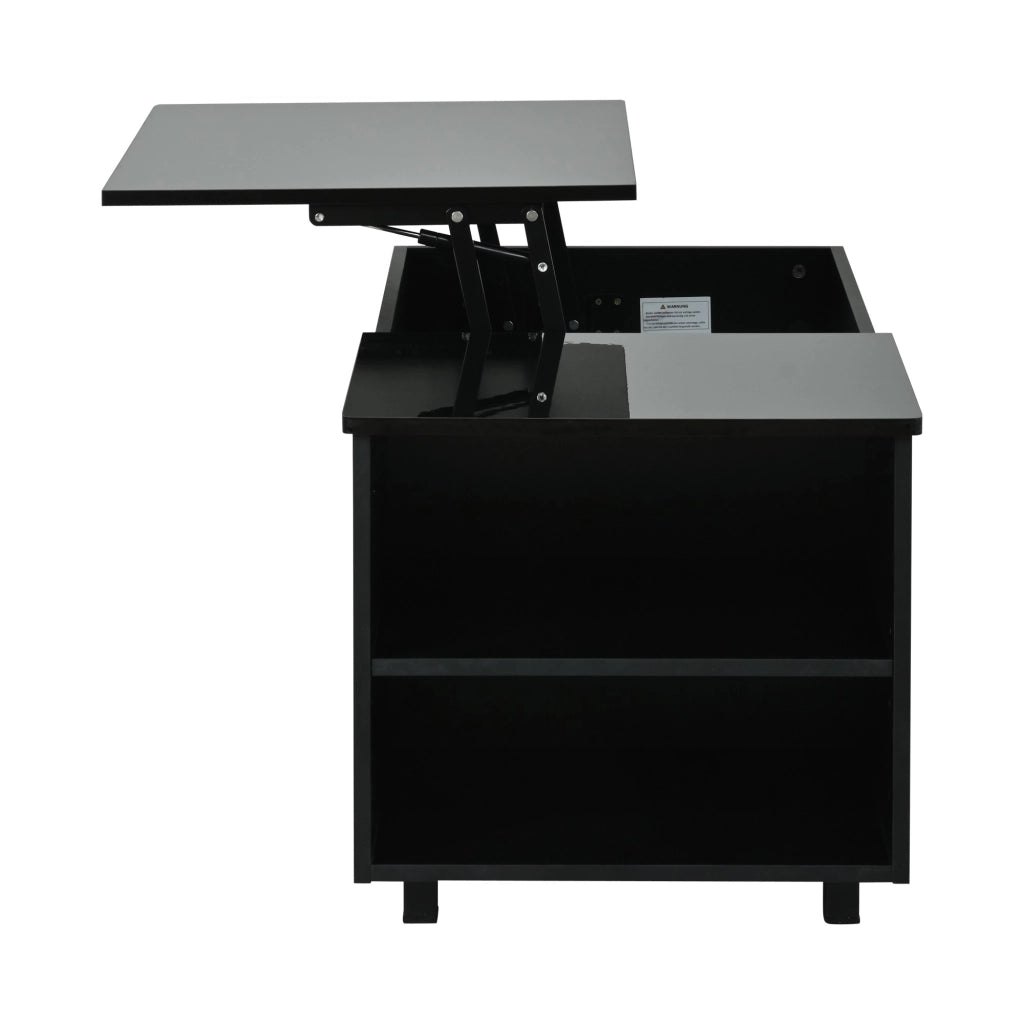 Tavolino lucido, illuminazione a LED, altezza regolabile, design traforato, 50 x 100 x 46 cm, nero