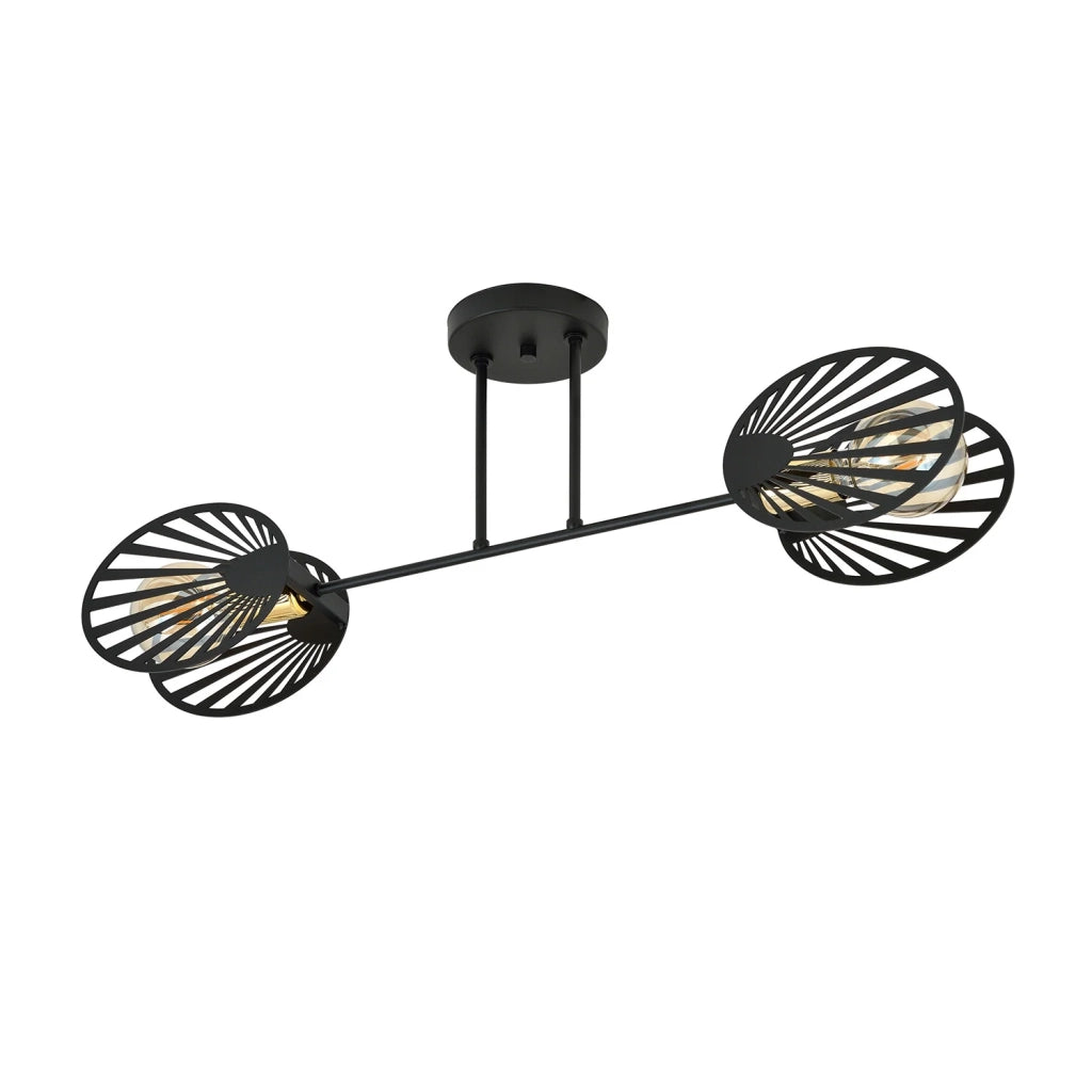 Plafoniera Contemporanea 2 Luci Tallia In Acciaio Nero E Oro