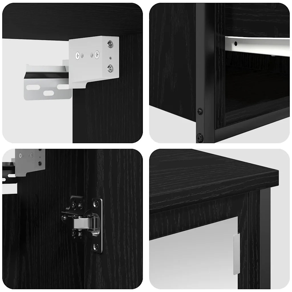 Set di mobili per il bagno 5 pcs Rovere Nero Legno multistrato 3328384