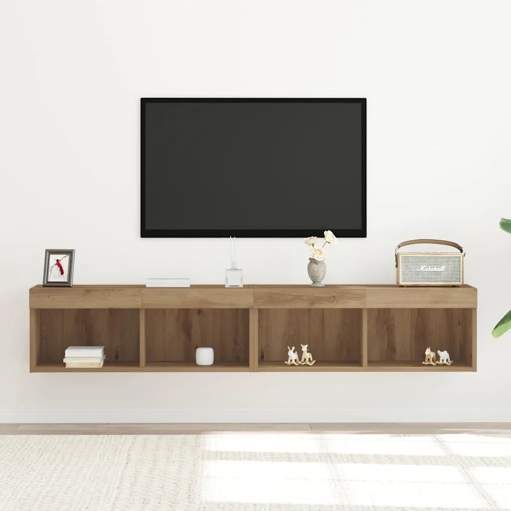 Set mobile TV con led 2 pcs Rovere artigianale 80 x 30 x 30 cm 862203